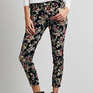 Free People Floral Cropped Cords Size 25
